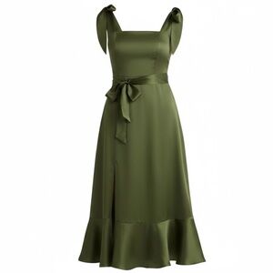 NWT Elegant Green Bow Shoulder Dress